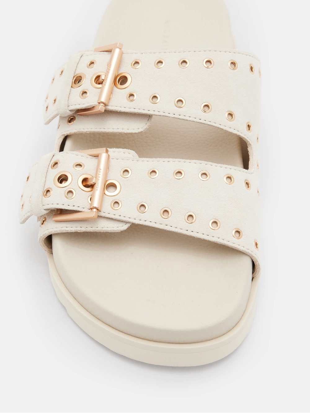 All saints KHAI TWO STRAP SUEDE EYELET SANDALS - Picture 3 of 6